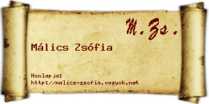 Málics Zsófia névjegykártya