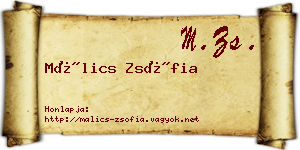 Málics Zsófia névjegykártya